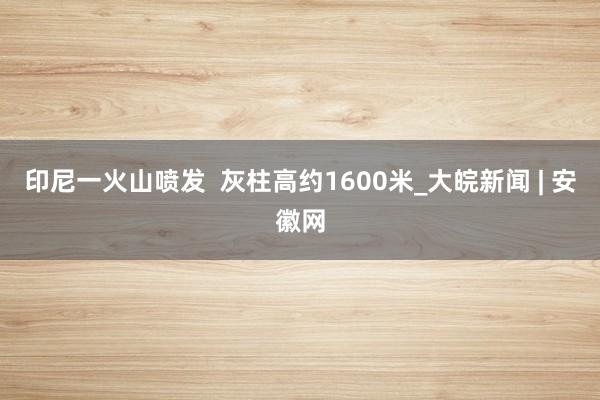 印尼一火山喷发  灰柱高约1600米_大皖新闻 | 安徽网