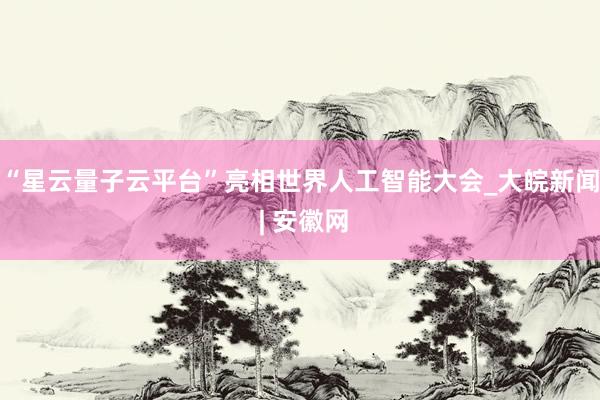 “星云量子云平台”亮相世界人工智能大会_大皖新闻 | 安徽网