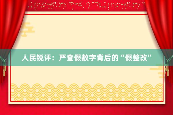 人民锐评：严查假数字背后的“假整改”
