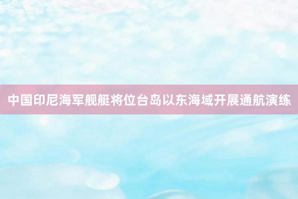 中国印尼海军舰艇将位台岛以东海域开展通航演练