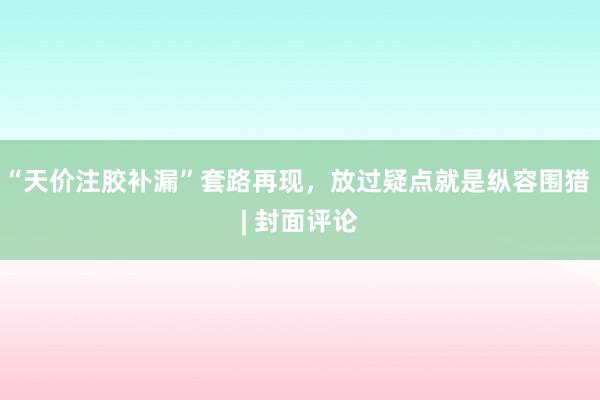 “天价注胶补漏”套路再现，放过疑点就是纵容围猎 | 封面评论