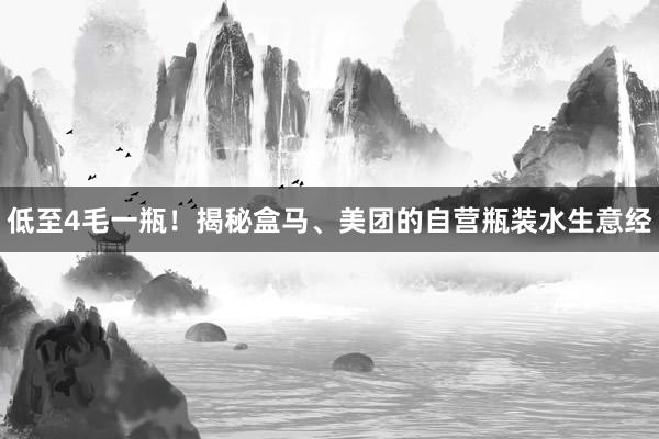 低至4毛一瓶！揭秘盒马、美团的自营瓶装水生意经