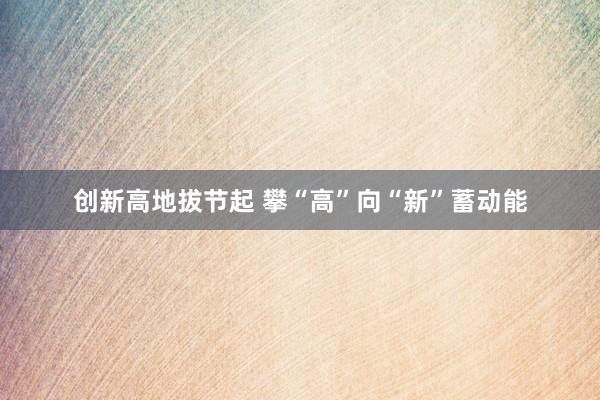 创新高地拔节起 攀“高”向“新”蓄动能