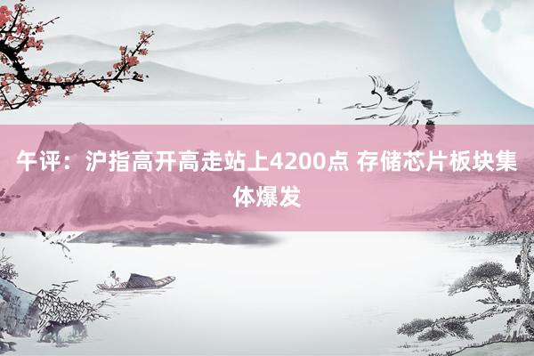 午评：沪指高开高走站上4200点 存储芯片板块集体爆发
