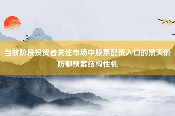 当前阶段投资者关注市场中股票配资入口的黑天鹅防御预案结构性机