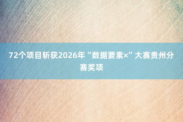 72个项目斩获2026年“数据要素×”大赛贵州分赛奖项