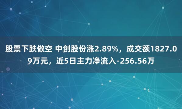 股票下跌做空 中创股份涨2.89%，成交额1827.09万元，近5日主力净流入-256.56万